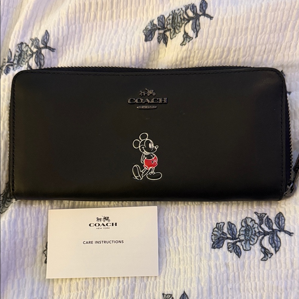 Coach Black Wallet with Mickey Mouse Accent